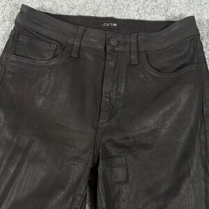 Joe's Jeans Coated High Rise Bootcut Black Pants 28 Contemporary Edgy Stretch